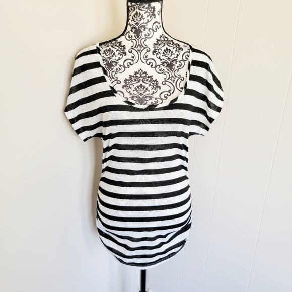 BKE Striped Scoopneck Tunic Length Tee - Picture 1 of 4